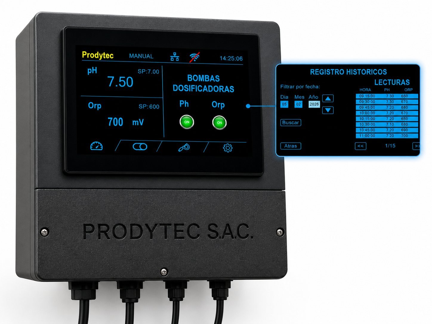 Controlador PRODYTEC para monitoreo y dosificación