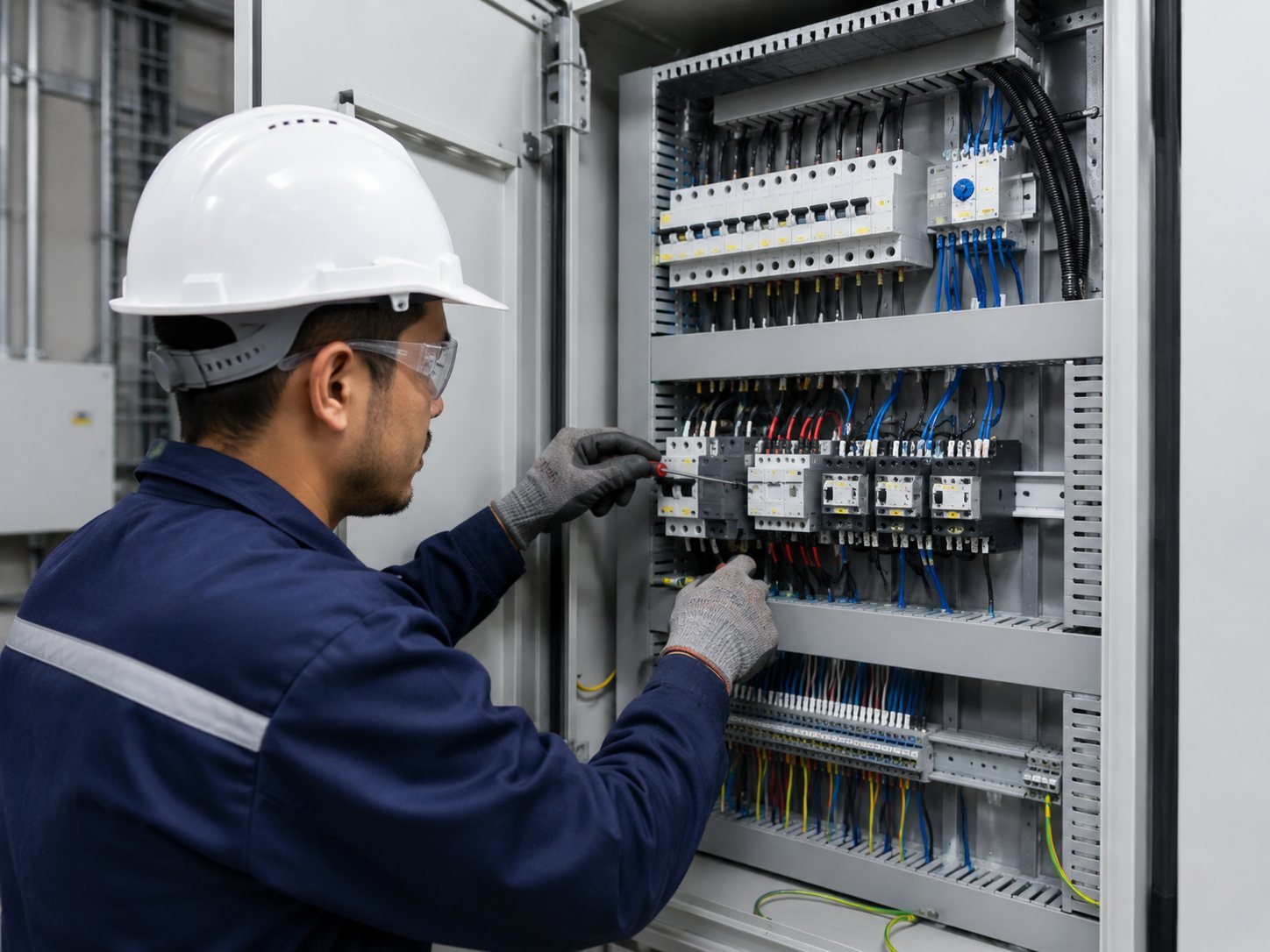 Gabinete eléctrico abierto en campo